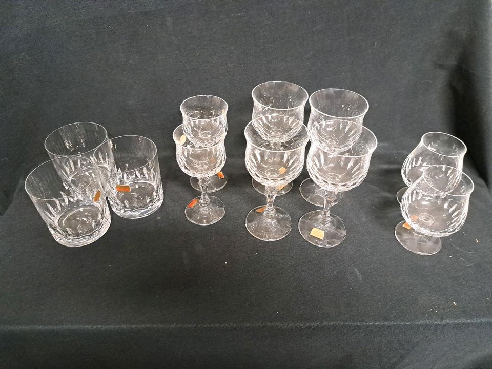 Bleikristall, Gläser 3 Sprudelgläser 4 Weingläser 2 Cognac