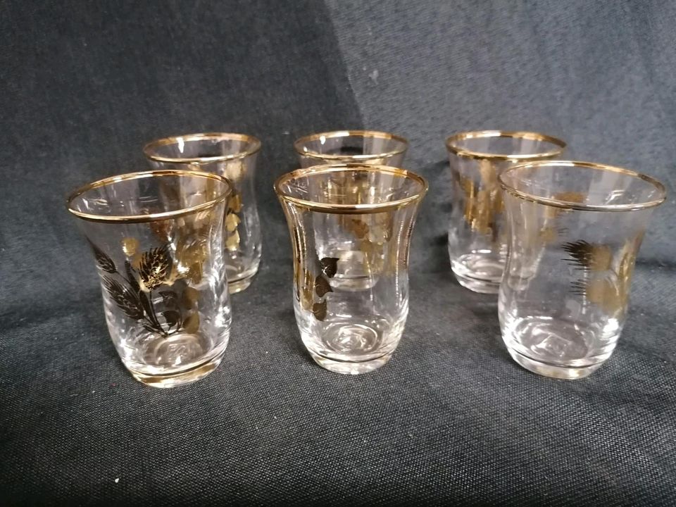 6x Teegläser Gold Getreide