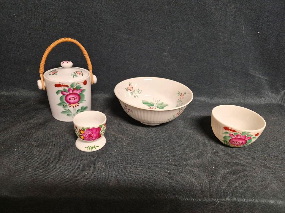 August Warneke, Zuckerdose,Ostfriesenrose , Schale, Eierbecher