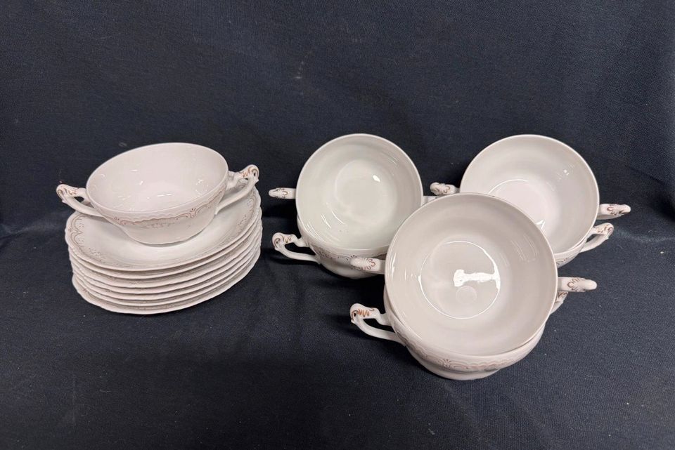 7x Suppentassen mit Unterteller Köngl pr Tettau Adriane