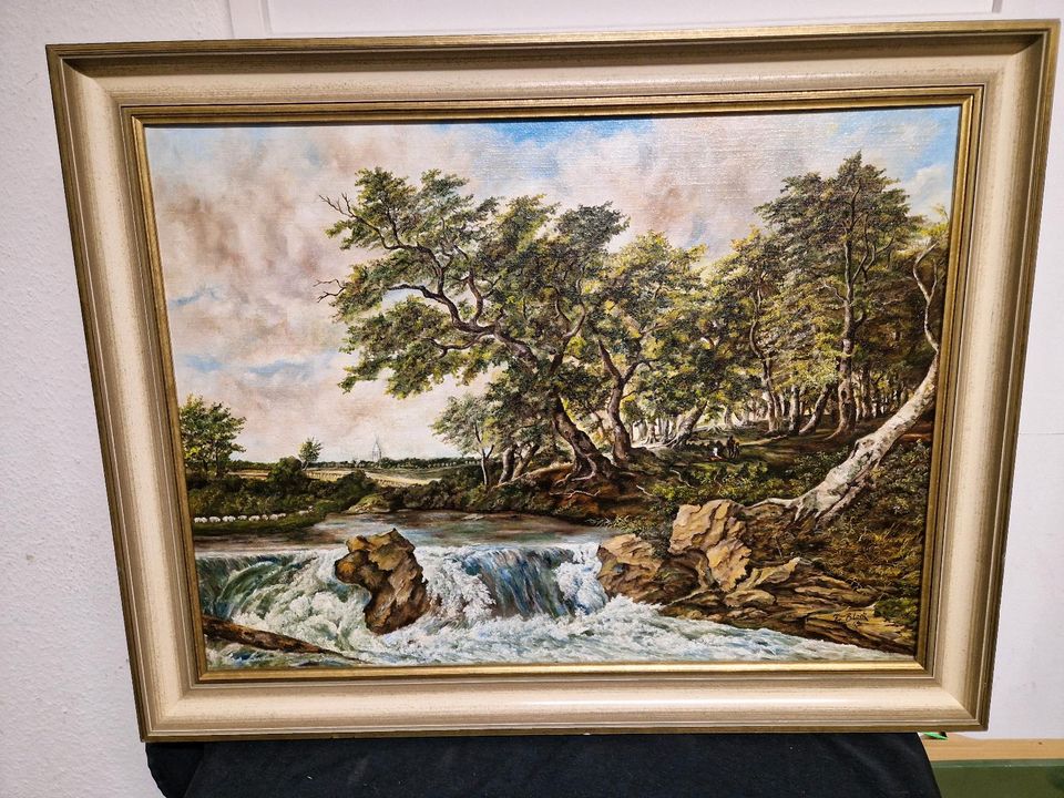 Ölgemälde, Fr Blork, Landschaft, Wasser , Goldrahmen