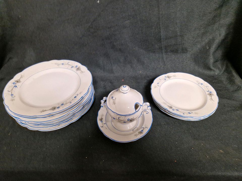 Vintage Geschirr, Kuchenteller, blaue Blume
