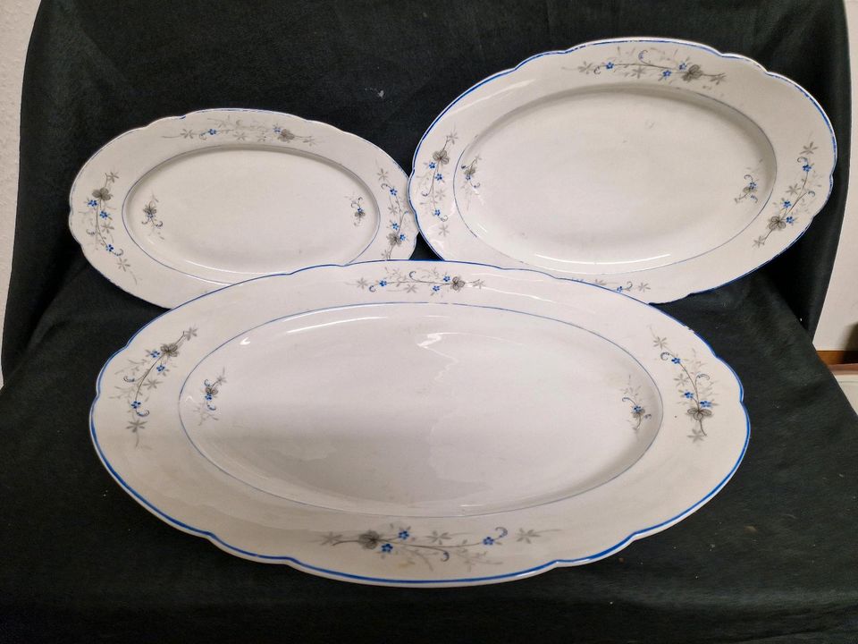 Fleischplatte , blaue Blume , Vintage