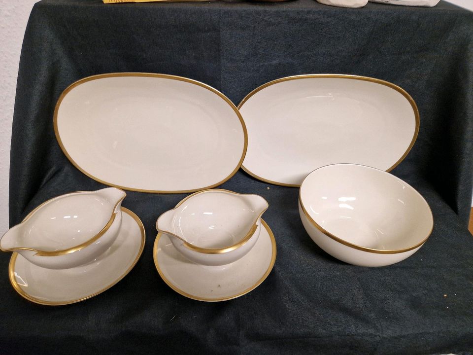 Tirschenreuth, Goldrand, creme 2 Fleischplatten 32 x 21,5 cm