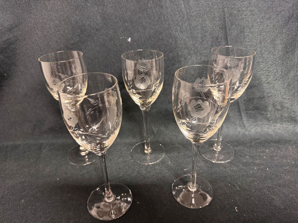 5x Gläser mit Blumen 18cm hoch5,5 cm dm