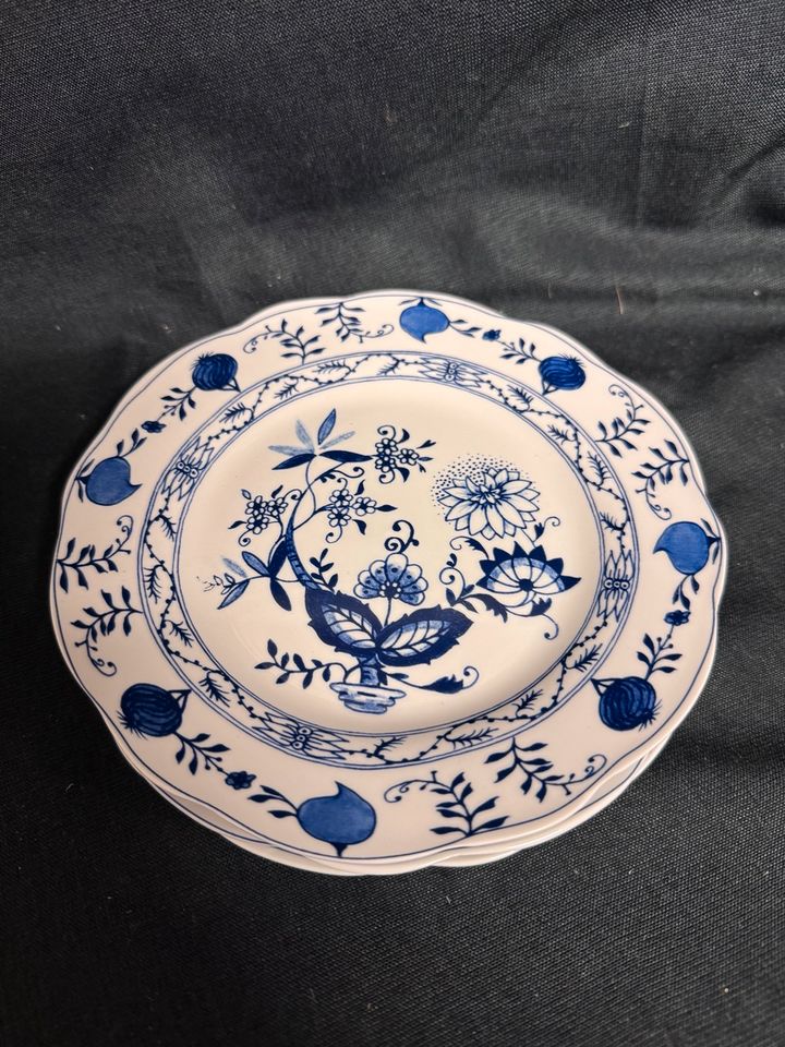 3x Kuchenteller Zwiebelmuster Royal Boch 13,5 cm