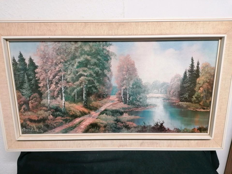 Bild Pfad Wald Herbst Fluss 93x54,5