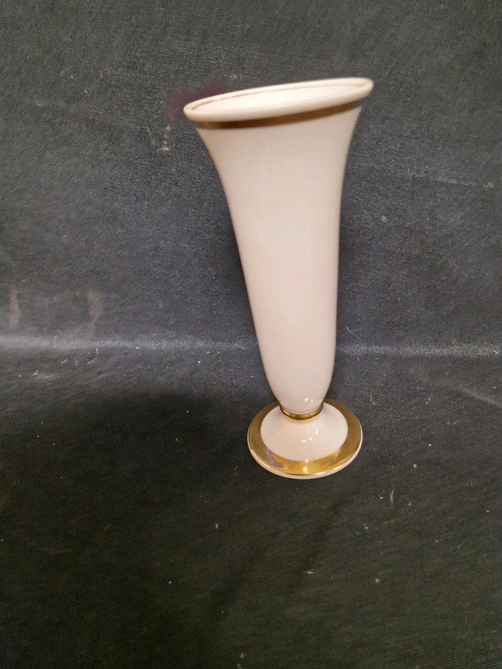 Hutschenreuther Vase , Creme Goldrand