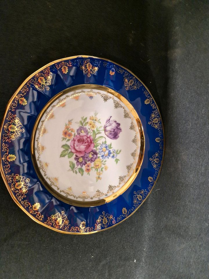 Epiag Sammelteller , Blau ,Goldrand , Blume