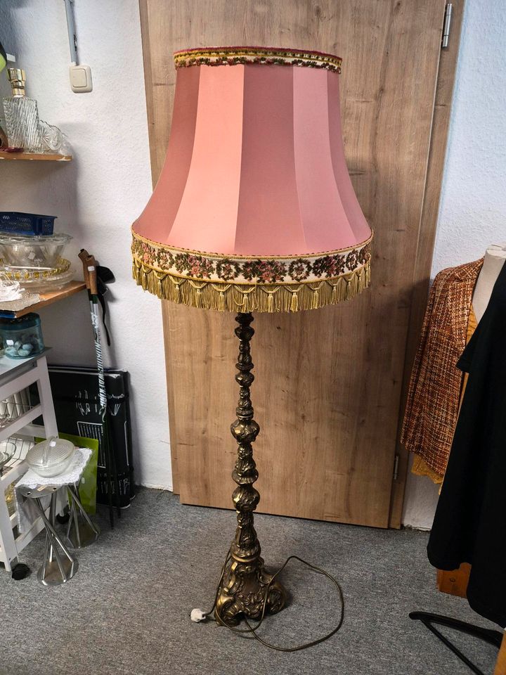 Messing Stehlampe, Retro, Fransen