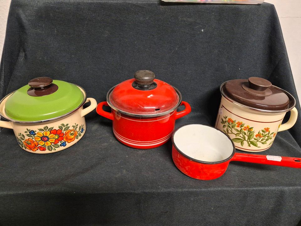 Retro ,Kochtopf, Emaille , Deko