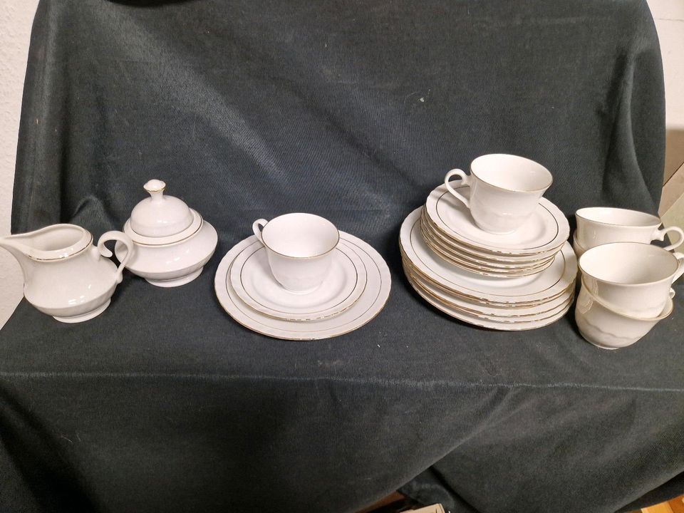 Kronester, Kaffeetassen, Goldrand, Weiß