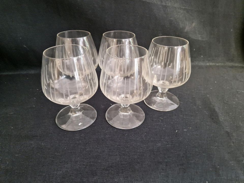 5 Cognac Gläser geschliffen