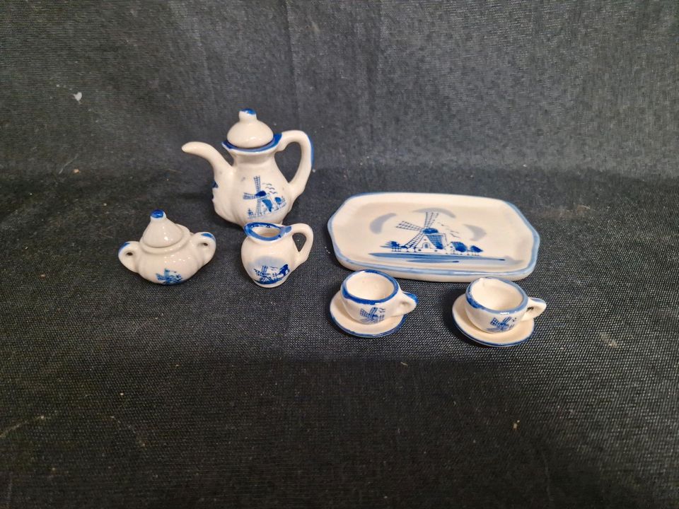 Delft blau , Puppengeschirr Mühle , Setzkasten