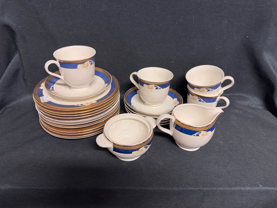 Kaffeeservice Royal Orchid blau Gold
